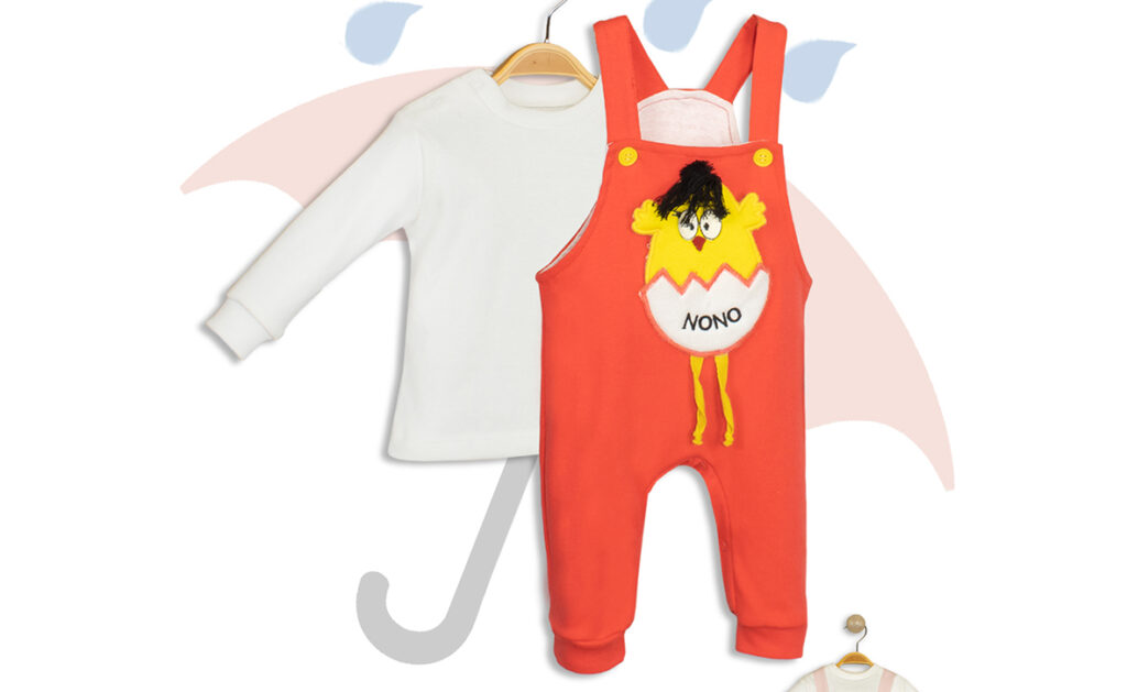 0213 Nono Baby Civciv Nakışlı Salopet Tulum